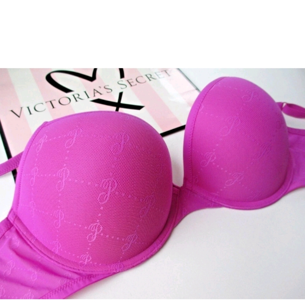 VICTORIA'S SECRET PINK Super Push-Up Bra VS Logo Mesh Berry Bliss 34A - 40DD NWT